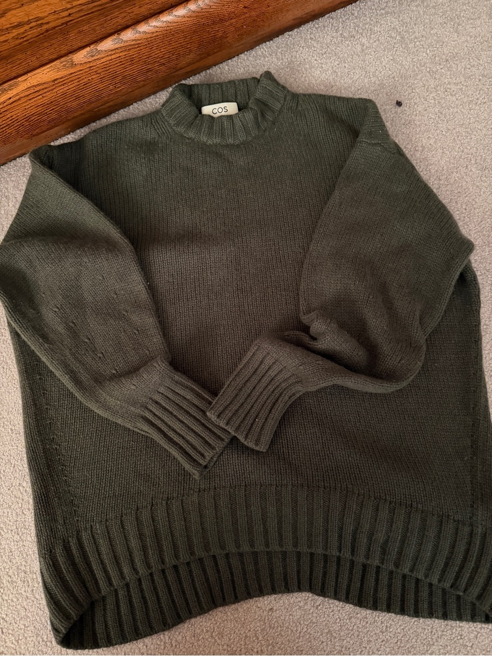 COS Chunky Pure Cashmere Khaki Green Sweater